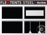 Komplet bočnih stranica za brzo sklopivi paviljon FleXtents Steel i Basic v.3 4x4m, Crna