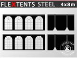 Komplet bočnih stranica za brzo sklopivi paviljon FleXtents Steel 4x8m, Crna
