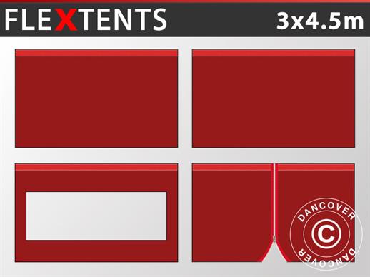 Zestaw ścian bocznych dla Namiot ekspresowy FleXtents 3x4,5m, Czerwony