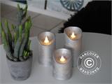 LED Vaško Žvakės, Ø7,5cm, vnt. rinkinys, Sidabrinis