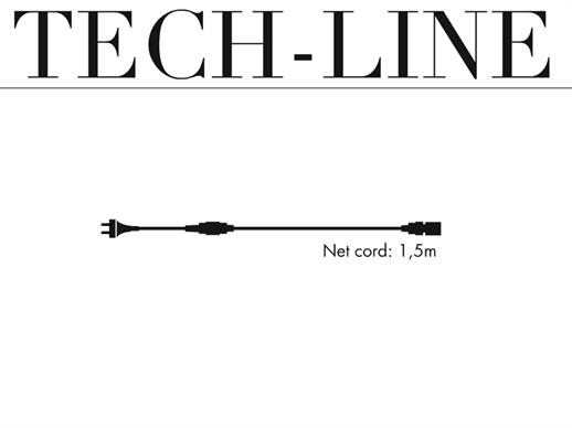 Skjøteledning med plugg Tech-Line, 1,5m BARE 1 STK. IGJEN