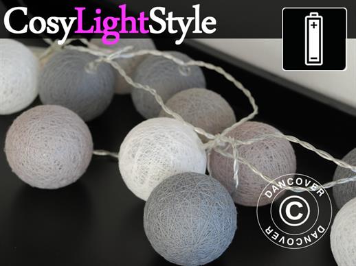 Łańcuch świetlny Cotton Balls, Gemini, 30 LED, Szary mix