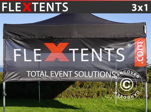 FleXtents® pikatelttabanneri painatuksella, 3x0,5m
