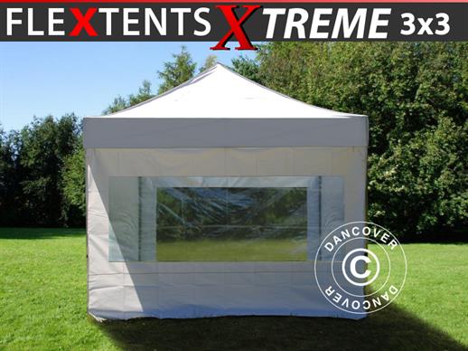 Quick-up telt FleXtents Xtreme 50 3x3m Hvit, inkl. 4 sider