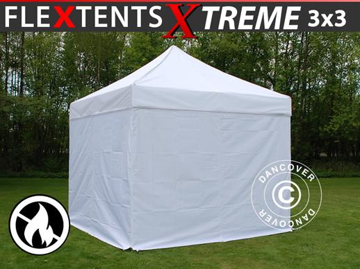 Quick-up telt FleXtents Xtreme 50 3x3m Hvit, Flammehemmende, inkl. 4 sider