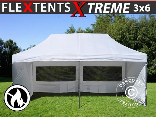 Quick-up telt FleXtents Xtreme 50 3x6m Hvit, Flammehemmende, inkl. 6 sider