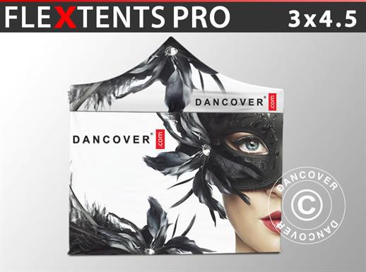 Quick-up telt FleXtents PRO med full digital trykk, 3x4,5m, inkl. 4 sider