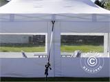 Apmeklētāju telts FleXtents PRO 3x6m Balta, ar 6 sānsienām  un 1 caurspīdīgu starpsienu
