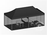 Namiot dla odwiedzających FleXtents PRO 3x6m Czarny, w tym 6 ścian bocznych i 1 przezroczysta ściana działowa