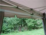 Vouwtent/Easy up tent FleXtents PRO "Peaked" 4x6m Latte, inkl. 8 decoratieve gordijnen