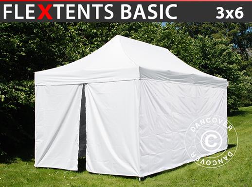 Namiot ekspresowy FleXtents® Basic v.3, namiot medyczny i ratunkowy, 3x6m, biały, w tym 6 ściany boczne