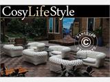 Uppblåsbar soffa, Chesterfield-stil, 2-sits, Naturvit