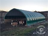 Storage shelter/arched tent 8x15x4.33 m w/sliding gate, PVC, Green
