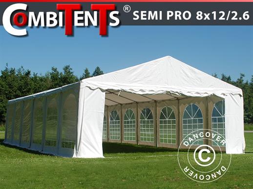 Partytelt, SEMI PRO Plus CombiTents® 8x12 (2,6)m 4-i-1, Hvid