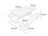 Stol za piknik, Ne-drvo, 1,51x1,76x0,72m, Crna/Antracit