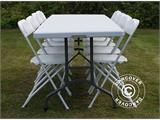 Party package, 1 folding table PRO (242 cm) + 8 chairs & 8 Seat cushions, Light grey/White